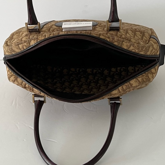 1970s Christian Dior Brown oblique Diorissimo Boston Trotter bag canvas leather - Picture 9 of 16
